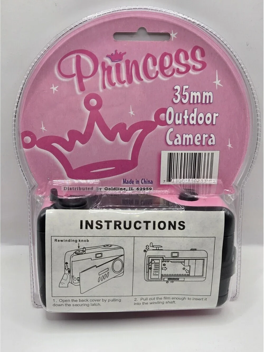 Y2K Princess 35mm Film Camera Pink Gold Crown Reusable Toy Camera Vintage NIP
